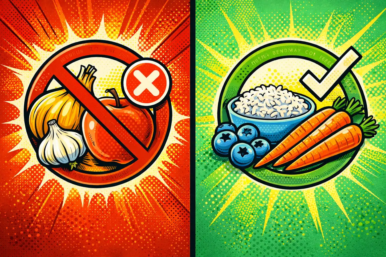 Low vs High FODMAP Foods Chart Comparison chart of foods to eat vs foods to avoid on low FODMAP diet