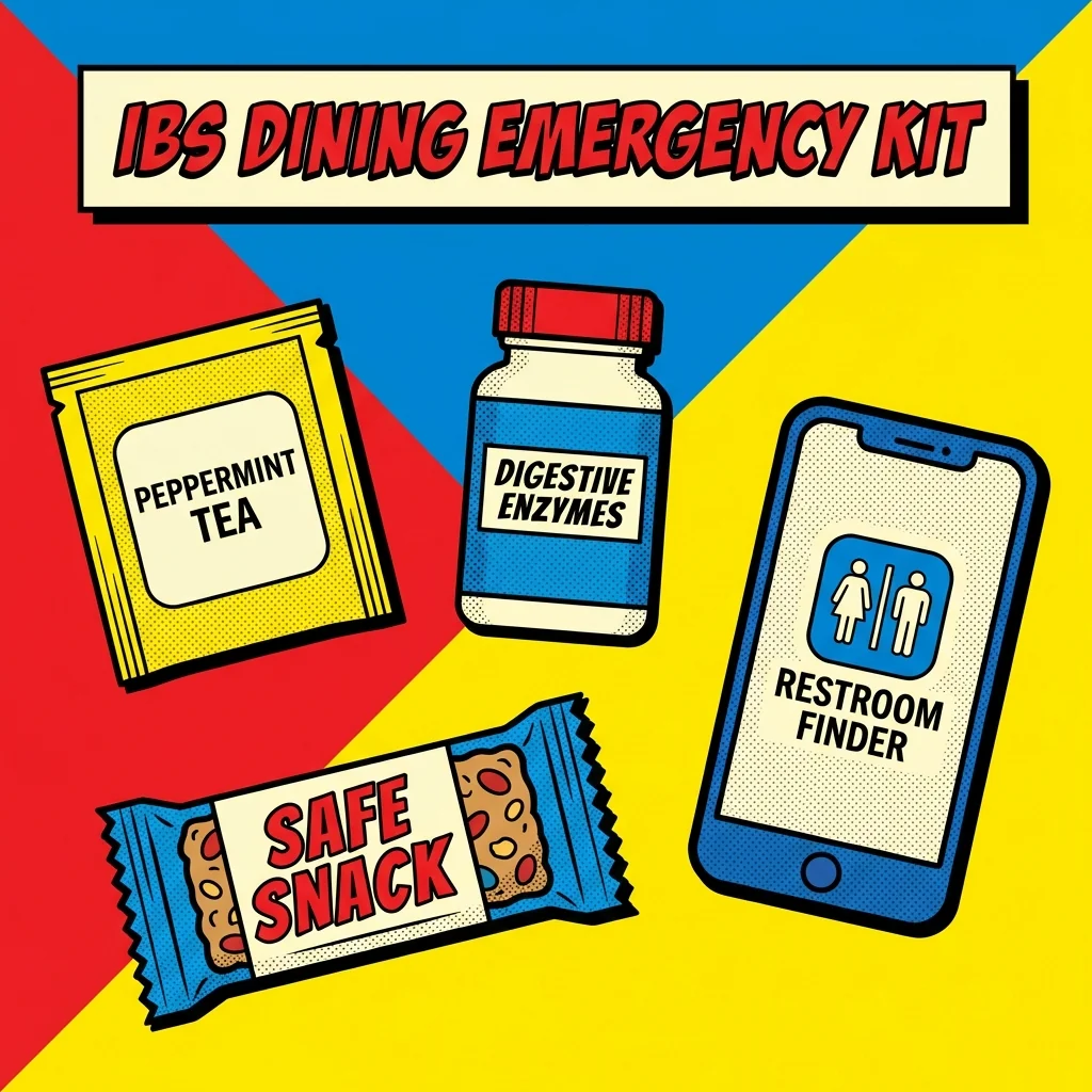 Always carry an emergency kit with enzymes and safe snacks Essential items for an IBS dining out emergency kit including enzymes and peppermint tea