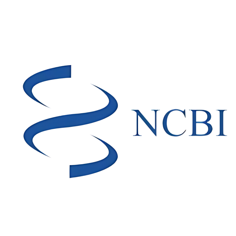 The blue logo of NCBI, symbolizing its role in biotechnology and biomedical information.