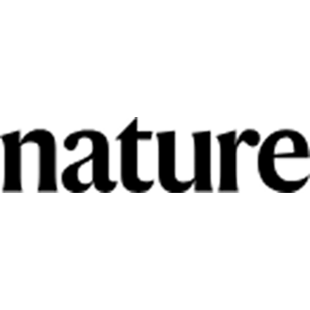 The black logo of Nature, a renowned international science journal.