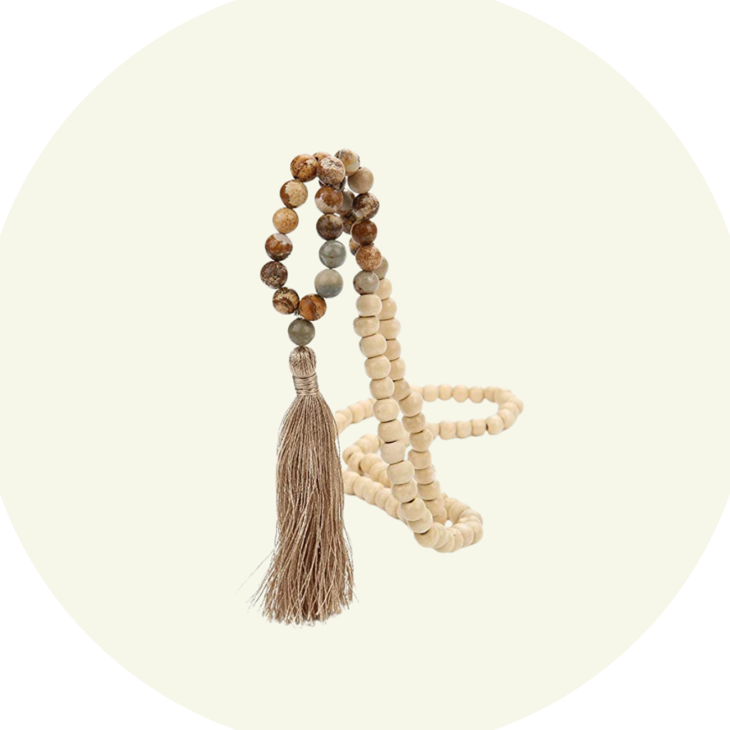 BALIBALI Semi-Precious Gem Stones Wood Mala Beads