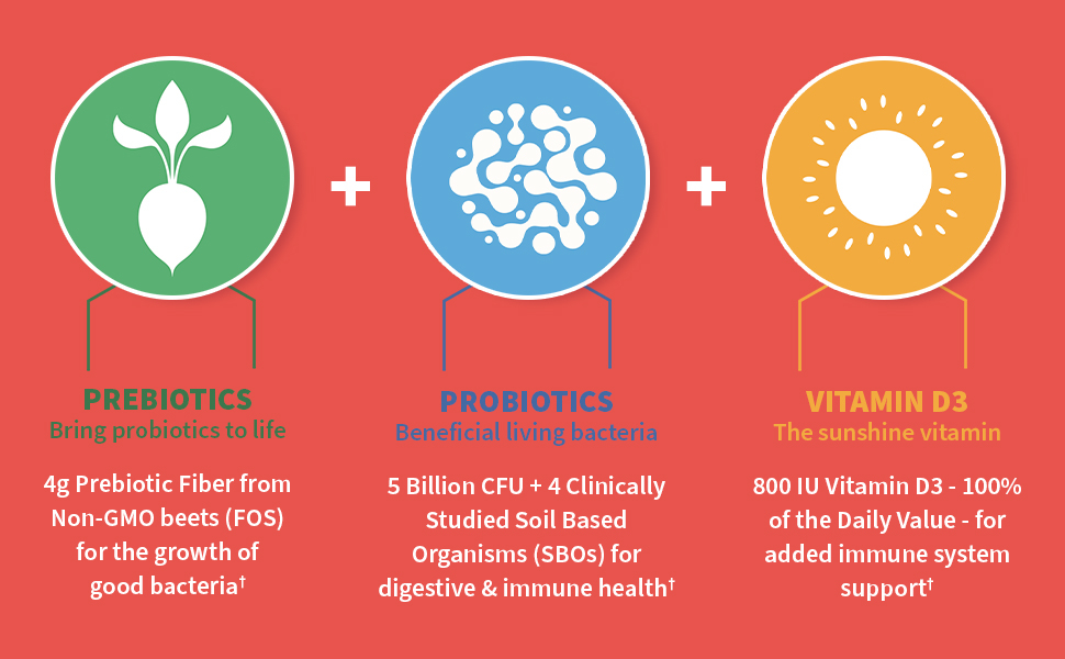 prebiotics, probiotics and vitamin D3 benefits