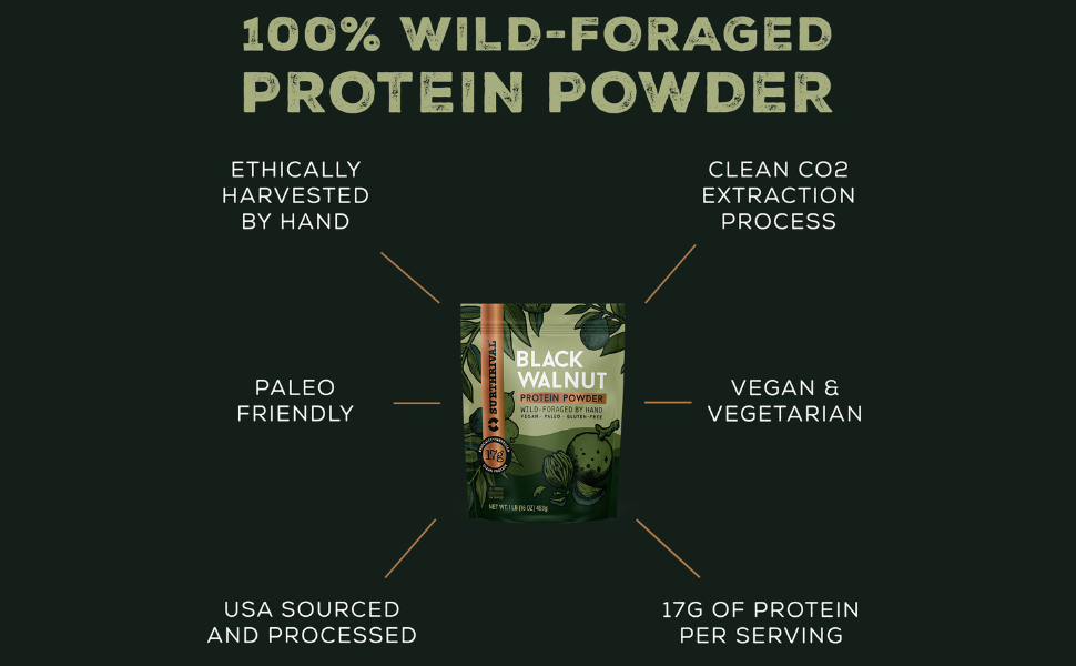 black walnut husk vegen protein powder plant based made in usa