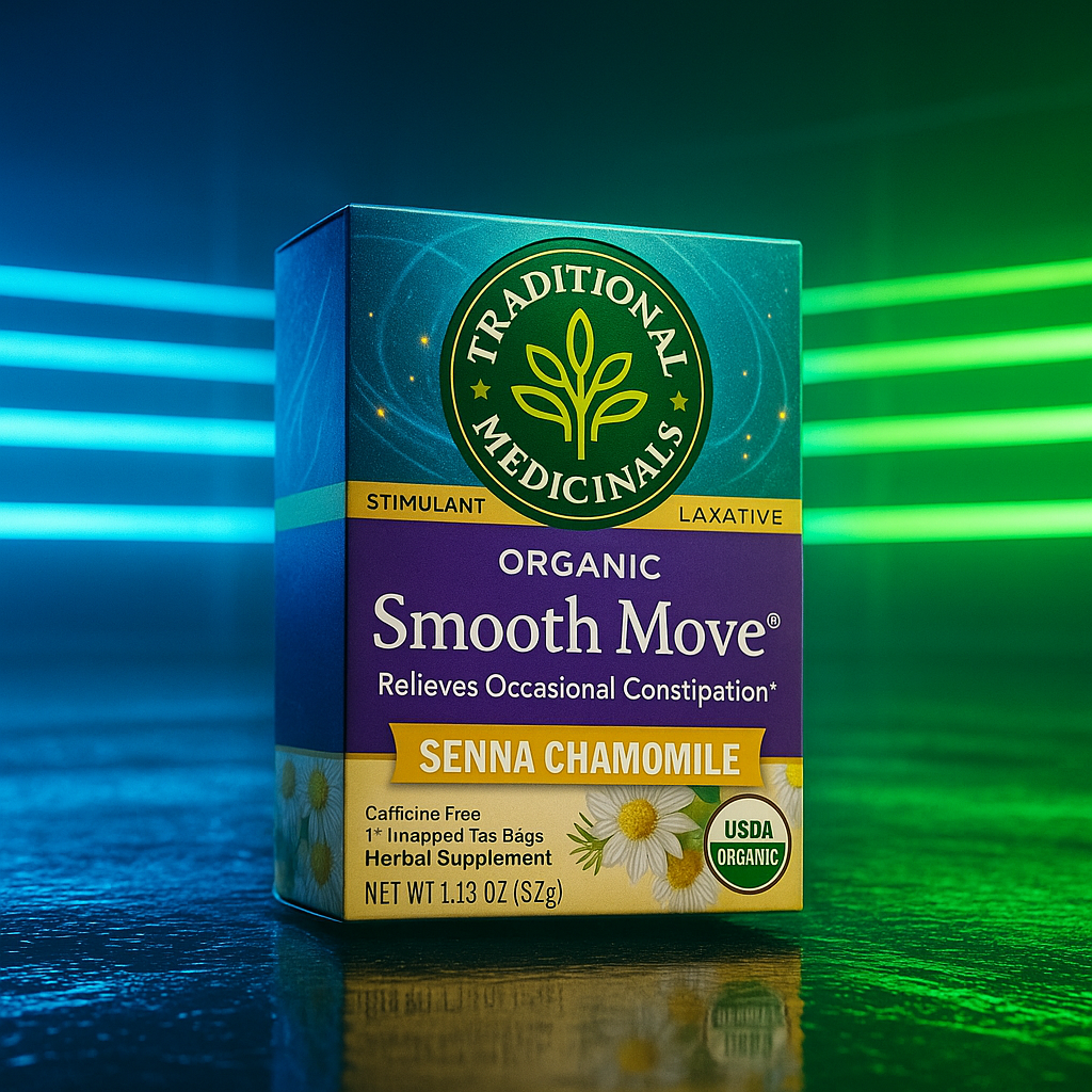 Smooth Move tea box on neon spa surface reflections