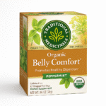 Organic Belly Comfort peppermint tea box on white background